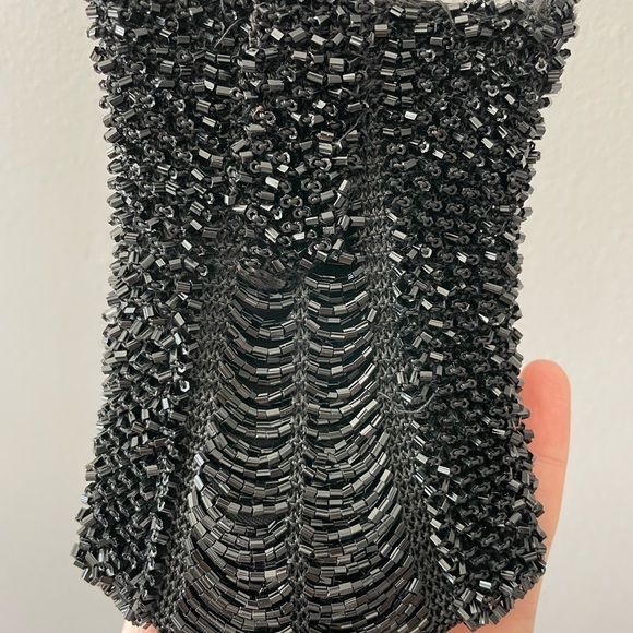 Vintage Y2K Black Beaded Sequin Style Mini Satchel Bag - Picture 6 of 12